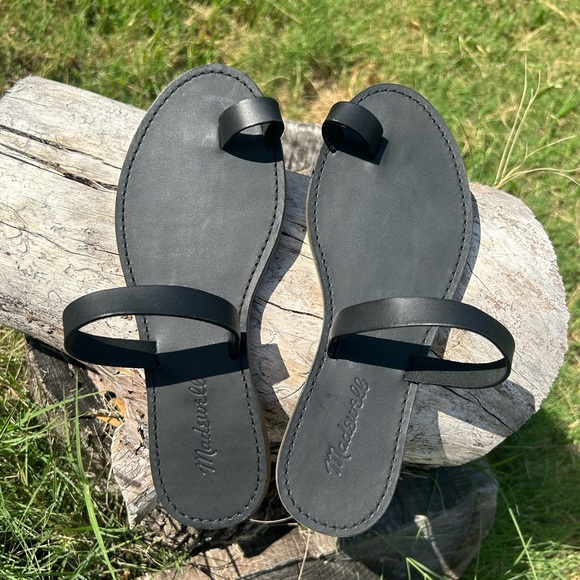 Madewell Board Walk black Leather Strap slip on slide bare Sandals NWOBSz-7.5.H - Picture 7 of 11